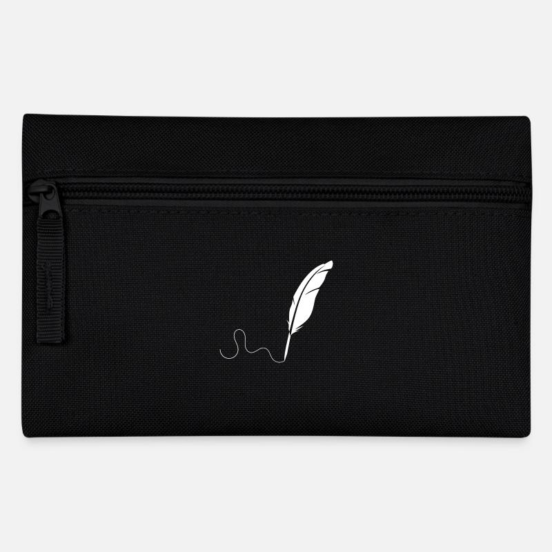 Weisse Feder - Federtasche - Schwarz