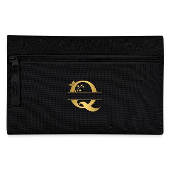 Personalized golden floral letter q - gift idea - Pencil Case - black - Front