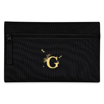 Buchstabe g goldene Glitzerlibelle - Geschenkidee - Federtasche - Schwarz - Vorne