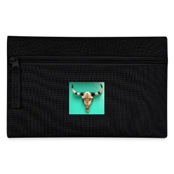 Crâne de taureau avec des ornements sur un mur vert - Trousse - noir - Devant
