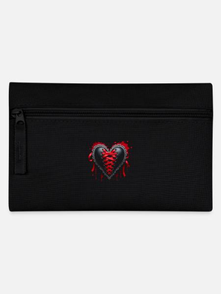Gothic Herz Korsett - Valentinstag Okkult - Federtasche - Schwarz