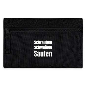 Schrauben, Schweißen, Saufen! - Federtasche - Schwarz - Vorne