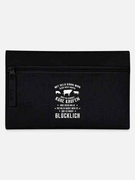 Mit Geld kann man Glück nicht kaufen aber Kühe - Federtasche - Schwarz