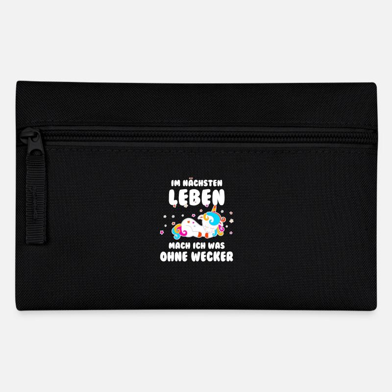 Im nächsten Leben mach ich was ohne Wecker Einhorn - Federtasche - Schwarz