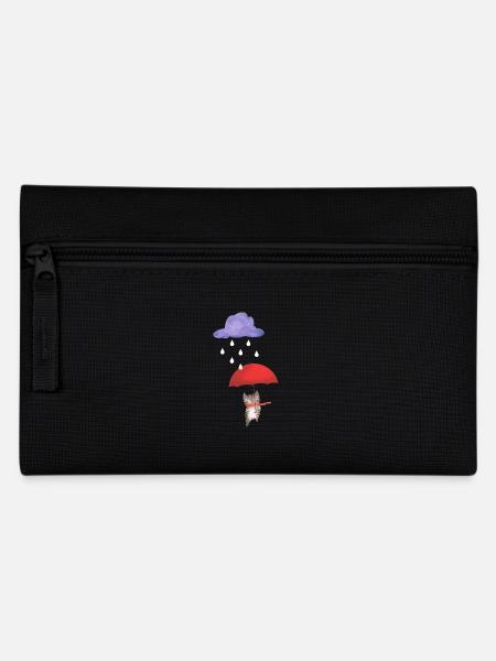 Cat with umbrella - Pencil Case - black