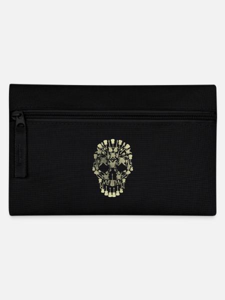 Musical Intruments Skull Silhoette - Pencil Case - black