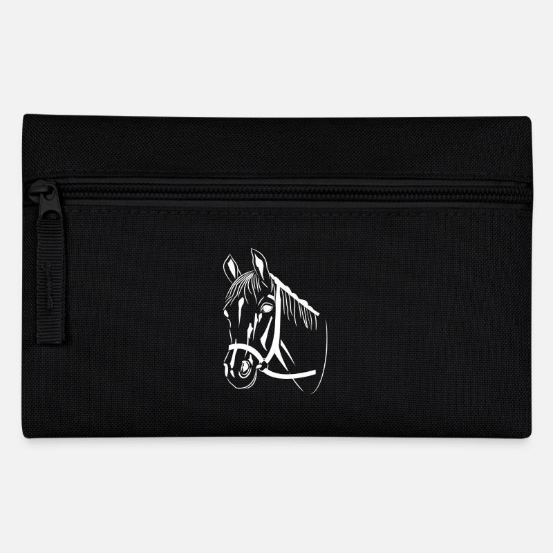 Pferdekopf - Federtasche - Schwarz