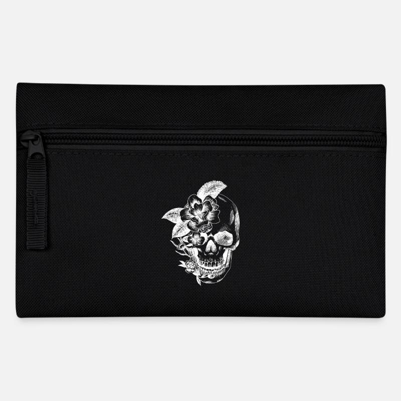 crâne et fleurs - Trousse - noir