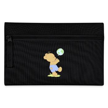 Bear boy playing with earth balloon. - Pencil Case - black - Front