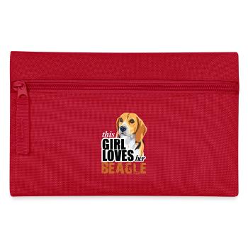 thIs gIrl loves her beagle - Pencil Case - red - Front