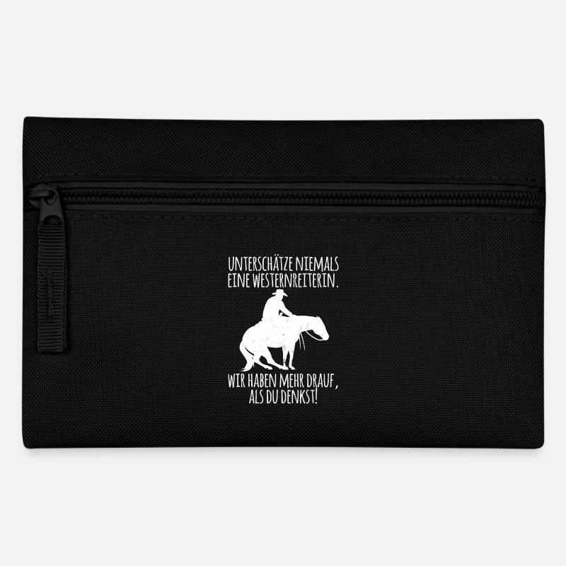 Westernreiterin Spruch - Geschenk - Federtasche - Schwarz