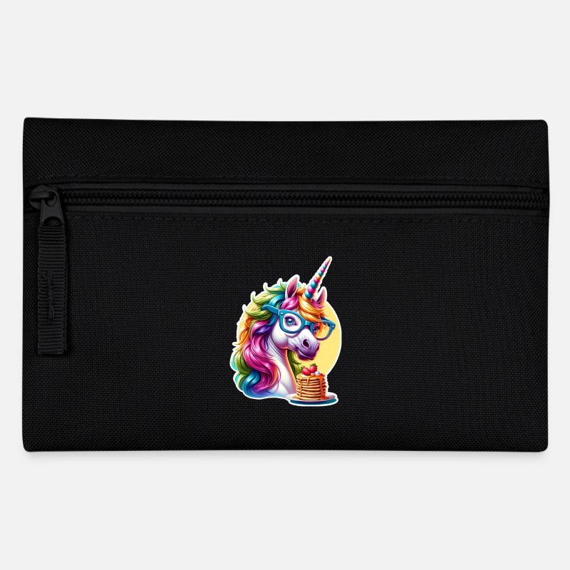 Licorne arc-en-ciel avec lunettes - Trousse - noir