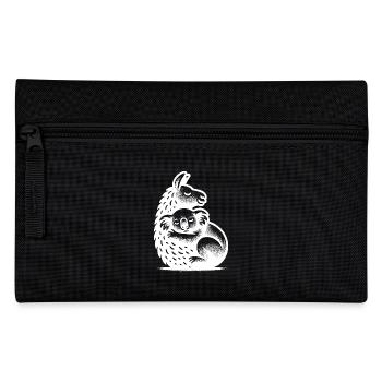 Cute Sleeping Llama with Very Tired Koala - Pencil Case - black - Front