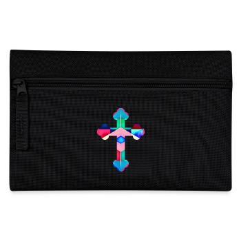 Colorful cross t-shirt Kreuz cross cruz croix - Pencil Case - black - Front