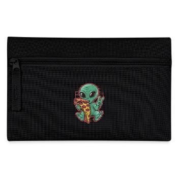 Alien dégustant une pizza signe de paix - Trousse - noir - Devant