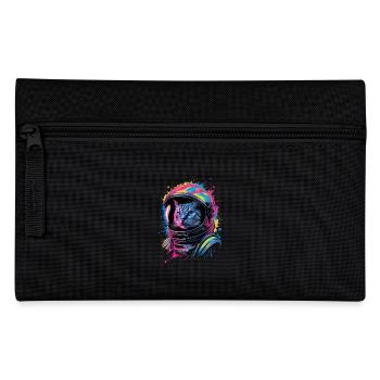 Space cat with colorful helmet - Pencil Case - black - Front
