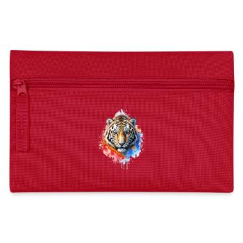 Portrait du tigre à l’aquarelle - Trousse - rouge - Devant