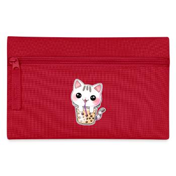 Kawaii Bubble Tea Katze - Federtasche - Rot - Vorne