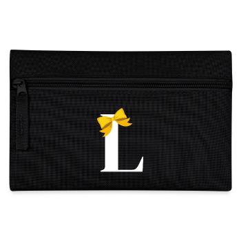 Letter L yellow bow - Pencil Case - black - Front
