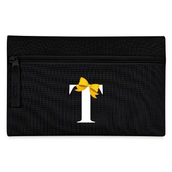 Letter t yellow bow - Pencil Case - black - Front