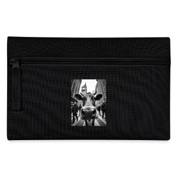 Funny Cow Selfie on a Busy City Street - Pencil Case - black - Front