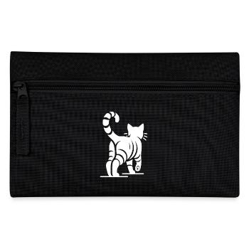 Back view of an elegant cat with stripes - Pencil Case - black - Front
