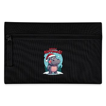 Hippopotame mignon avec chapeau de Père Noël - Trousse - noir - Devant