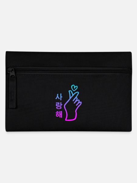 Kpop signe de la main coeur Salanghae je t’aime - Trousse - noir