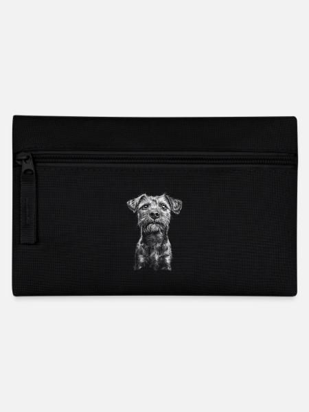 Border Terrier Portrait Hunde Hund - Federtasche - Schwarz