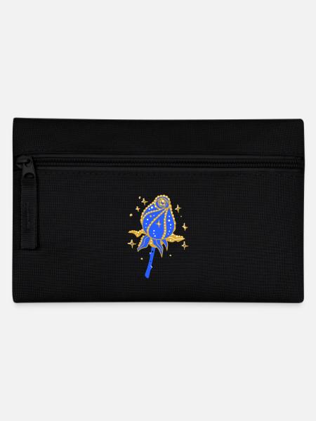 Goldene Rose mit Glitzer - Federtasche - Schwarz