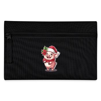Schweinchen Ferkel Weichnachtsschwein Weihnachten - Federtasche - Schwarz - Vorne