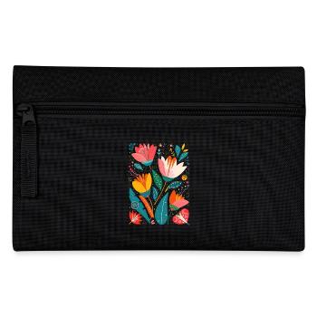 Otomi Floral Pattern Cultural Art - Pencil Case - black - Front