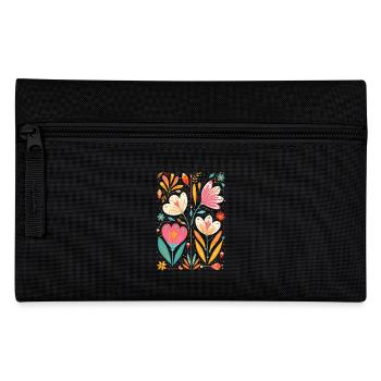 Otomi Floral Pattern Cultural Art - Pencil Case - black - Front