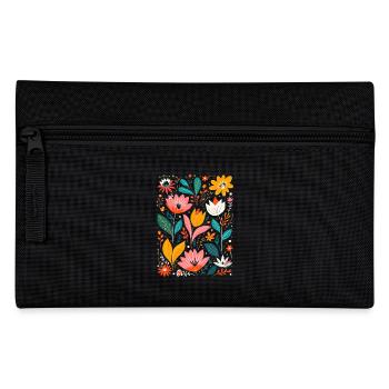 Otomi Floral Pattern Cultural Art - Pencil Case - black - Front