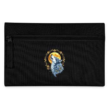Heart Line Wolf - Moon Art - Pencil Case - black - Front