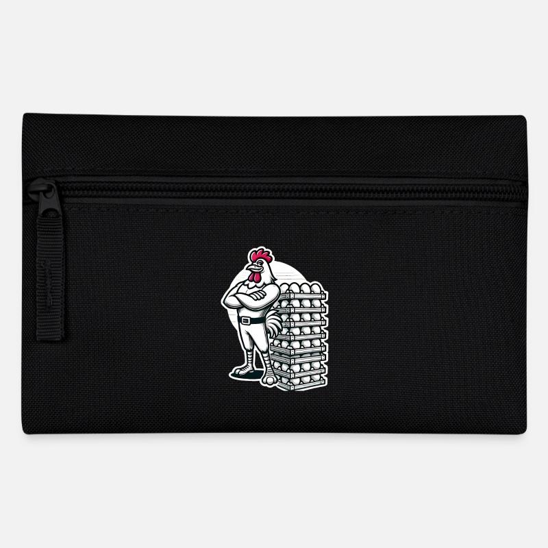Lustiger lokaler Eierhändler Hühnerdesign - Federtasche - Schwarz