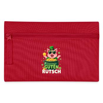 Silvester - Glücksschwein Neujahr - Federtasche - Rot - Vorne