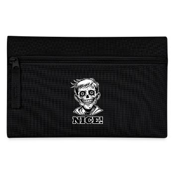 Illustration de zombie souriant - Design « NICE » - Trousse - noir - Devant