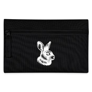 Bunnies Portrait with Big Ears Tattoo Style - Pencil Case - black - Front