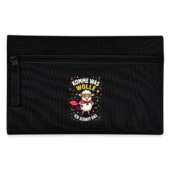 Komme was wolle - Karneval Schaf - Federtasche - Schwarz - Vorne