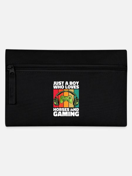 Gamer and Horses: Video Games and Equestrian Adventure - Pencil Case - black