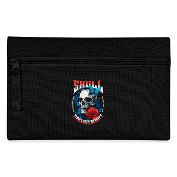 Skull Skull Butterfly Rose Flower - Pencil Case - black - Front