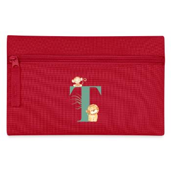 Lettre t vert animaux jungle - Trousse - rouge - Devant