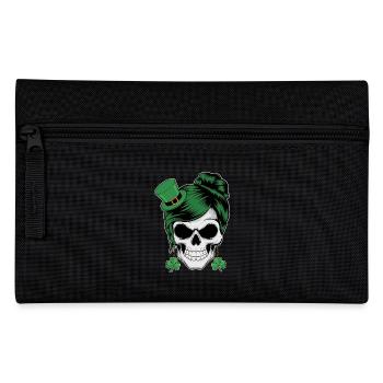 St. Patrick's Day skull with green hair - Pencil Case - black - Front