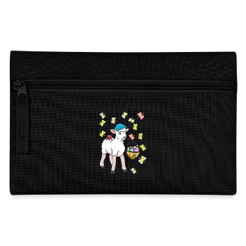 80s Easter Sheep Sheep Easter Eggs Lamb Kids - Pencil Case - black - Front