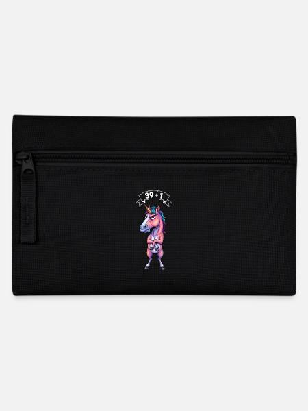 40. Geburtstag Einhorn Spruch – 39+1 Geschenk - Federtasche - Schwarz