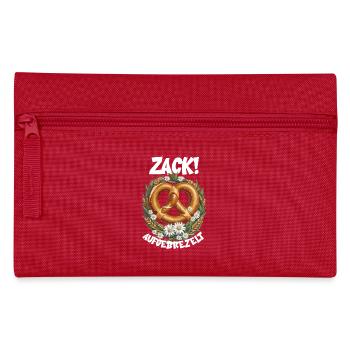 Brezel Zack aufgebrezelt Dirndlersatz Volksfest - Federtasche - Rot - Vorne