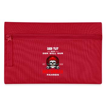 He doesn't do anything, he just wants to ride a motorcycle - Pencil Case - red - Front