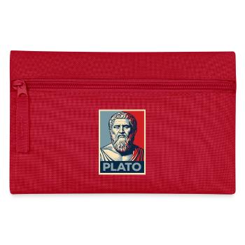 Platon-Porträt im Retro-Design - Federtasche - Rot - Vorne
