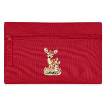 🦌🐰Fawn and Tender Bunny – Illustration - Pencil Case - red - Front